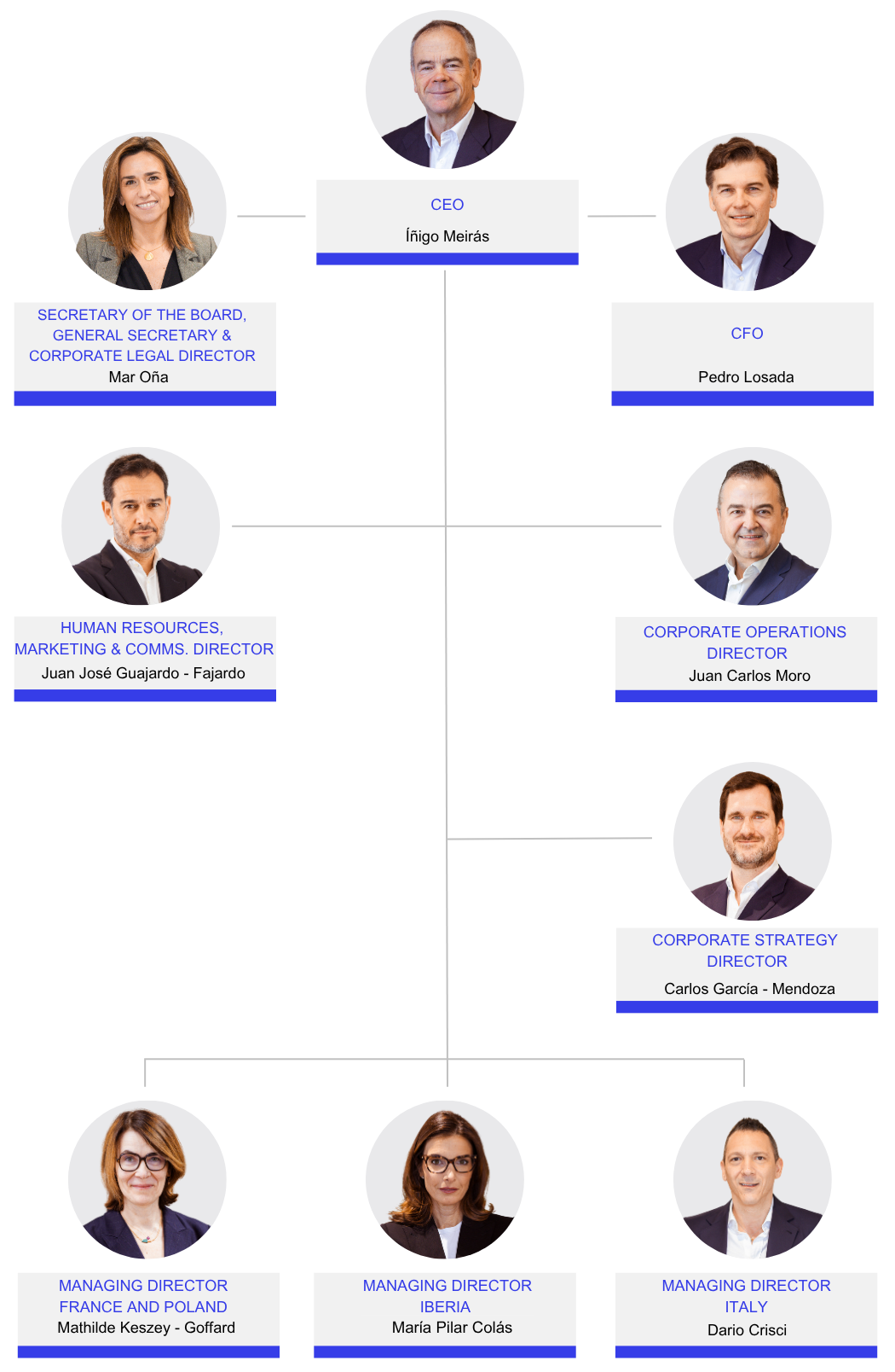 Infografía representativa del comité de dirección de Logista.